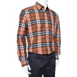 Burberry Brown Vintage Check Cotton Button Front Shirt L