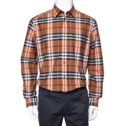 Burberry Brown Vintage Check Cotton Button Front Shirt L