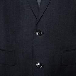 Pre Owned Burberry Navy Blue Wool & Linen Classic Tailored Blazer XL