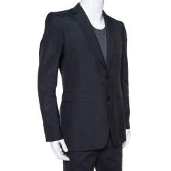 Pre Owned Burberry Navy Blue Wool & Linen Classic Tailored Blazer XL