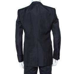Pre Owned Burberry Navy Blue Wool & Linen Classic Tailored Blazer XL