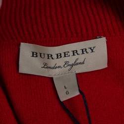 مملوكة مسبقًا Burberry Red Cashmere Hendon Quarter Zip Sweater L