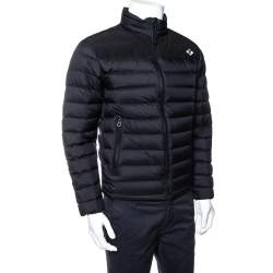 Pre Owned Burberry Black Synthetic Birkenshaw Logo Patch Detail Quilted Down Jacket XS