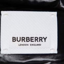 Pre Owned Burberry Black Synthetic Birkenshaw Logo Patch Detail Quilted Down Jacket XS