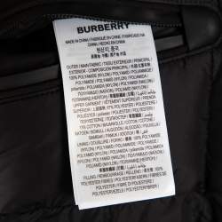 Pre Owned Burberry Black Synthetic Birkenshaw Logo Patch Detail Quilted Down Jacket XS