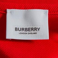 Pre Owned تي شيرت بربري أحمر نمط خلية النحل تريكو مقاس كبير - لارج