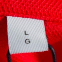 Pre Owned تي شيرت بربري أحمر نمط خلية النحل تريكو مقاس كبير - لارج