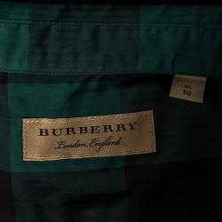 Pre Owned Burberry Green Checked Cotton Button Down Shirt XL
