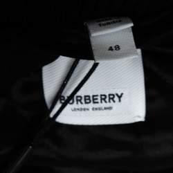 مملوكة مسبقًا جاكيت بربري بادفيلد بومبر صوف نمط غرافيك أسود وأبيض مقاس وسط ( ميديوم ) 