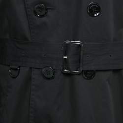 Pre Owned Burberry Brit Black Cotton Double Breasted Belted Lightweight Trench Coat L