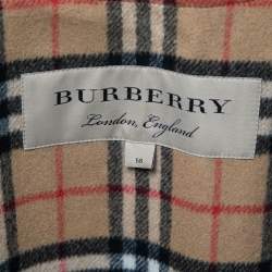 Pre Owned Burberry Beige Checked Wool & Cashmere Sleeveless Coat Warmer XXXL