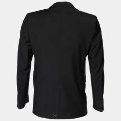 Burberry Black Wool Button Front Blazer M