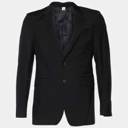 Burberry Black Wool Button Front Blazer M
