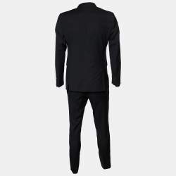 Burberry Black Wool Regular Suit L