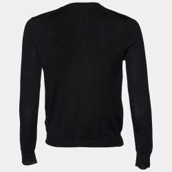 Burberry Black Wool V-Neck Sweater M