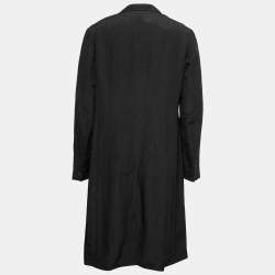 مملوكة مسبقًا Burberry Black Linen & Silk Doube-Breasted Coat 2XL