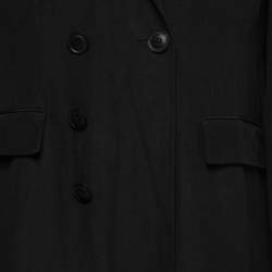 مملوكة مسبقًا Burberry Black Linen & Silk Doube-Breasted Coat 2XL