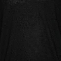 Pre Owned Burberry Black Merino Wool V-Neck Jumper L