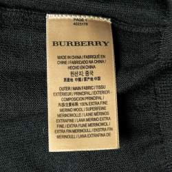 Pre Owned Burberry Black Wool V-Neck Jumper M