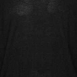 Pre Owned Burberry Black Merino Wool V-Neck Jumper M