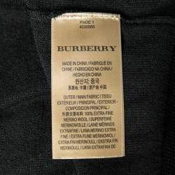 Burberry Black Merino Wool V-Neck Jumper L
