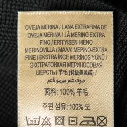 Burberry Black Merino Wool V-Neck Jumper L