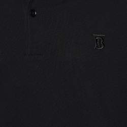Pre Owned Burberry Black Cotton Pique Logo Embroidered Polo T-Shirt XL