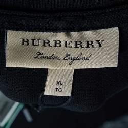 Pre Owned Burberry Black Cotton Pique Logo Embroidered Polo T-Shirt XL