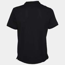 Pre Owned Burberry Black Cotton Pique Logo Embroidered Polo T-Shirt XL