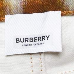 Pre Owned Burberry Brown Printed Denim Jeans S Waist 31"