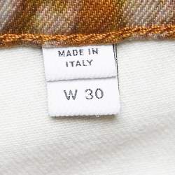 Pre Owned Burberry Brown Printed Denim Jeans S Waist 31"
