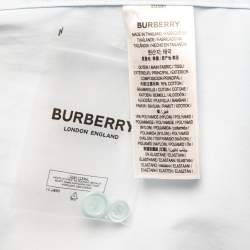 Pre Owned Burberry Light Blue Cotton Blend Button Front Full Sleeve Shirt M