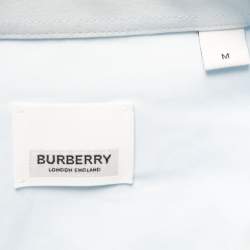 Pre Owned Burberry Light Blue Cotton Blend Button Front Full Sleeve Shirt M