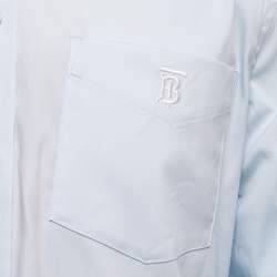Pre Owned Burberry Light Blue Cotton Blend Button Front Full Sleeve Shirt M