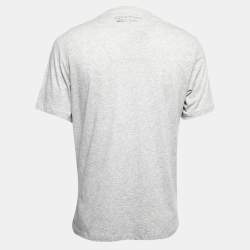 Pre Owned Burberry Grey Embroidered Cotton Crew Neck Half Sleeve  T-Shirt M