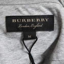 Pre Owned Burberry Grey Embroidered Cotton Crew Neck Half Sleeve  T-Shirt M