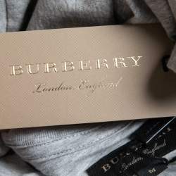Pre Owned Burberry Grey Embroidered Cotton Crew Neck Half Sleeve  T-Shirt M
