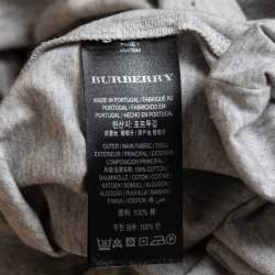 Pre Owned Burberry Grey Embroidered Cotton Crew Neck Half Sleeve  T-Shirt M