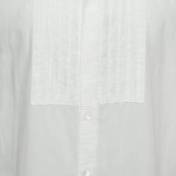 Pre Owned Burberry White Pintuck Cotton Button Front Full Sleeve Shirt XL