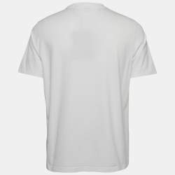 Pre Owned Burberry White Logo Embroidered Cotton Crew Neck T-Shirt XL
