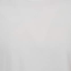 Pre Owned Burberry White Logo Embroidered Cotton Crew Neck T-Shirt XL