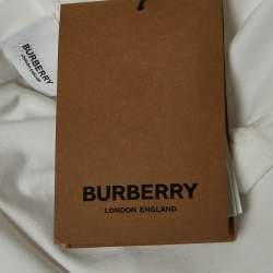 Pre Owned Burberry White Logo Embroidered Cotton Crew Neck T-Shirt XL