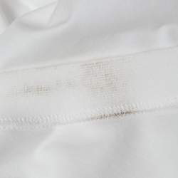 Pre Owned Burberry White Logo Embroidered Cotton Crew Neck T-Shirt XL