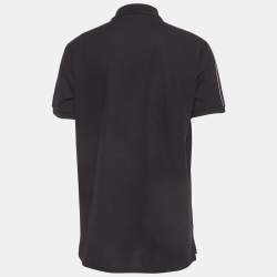 مملوكة مسبقًا Burberry Black Logo Woven Cotton Polo T-Shirt M