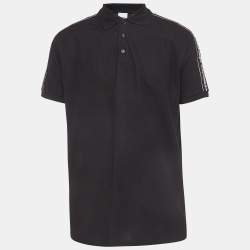 مملوكة مسبقًا Burberry Black Logo Woven Cotton Polo T-Shirt M