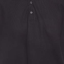 مملوكة مسبقًا Burberry Black Logo Woven Cotton Polo T-Shirt M