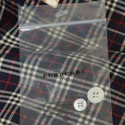 Burberry Navy Blue Checked Print Cotton Button Front Shirt XL