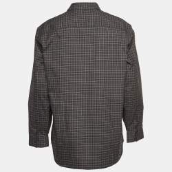 Burberry Grey Checked Print Cotton Button Front Shirt XL
