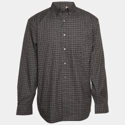 Burberry Grey Checked Print Cotton Button Front Shirt XL