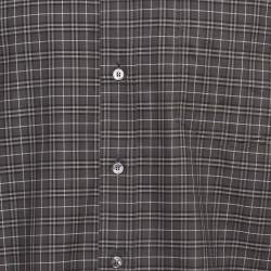 Burberry Grey Checked Print Cotton Button Front Shirt XL